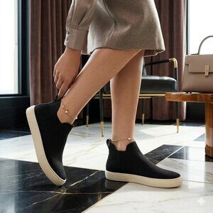 Rothy’s The Chelsea Sneaker Boots Black Solid Knit Women’s Size 8